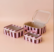 Burgundy Stripe Cosmetic Trio