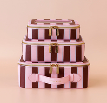 Burgundy Stripe Cosmetic Trio