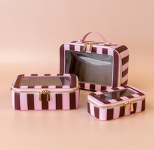 Burgundy Stripe Cosmetic Trio